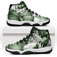 Sage Green Aloha Hawaii Sneakers J11 Monstera Hibiscus Plumeria Seamless Vibes - Polynesian Pride