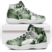 Sage Green Aloha Hawaii Sneakers J11 Monstera Hibiscus Plumeria Seamless Vibes - Polynesian Pride