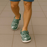 Sage Green Kuki Airani Tapakau Clogs Shoes Tribal Anchor Mix Tiare