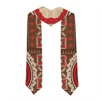 Samoa Language Week Graduation Stole Samoan Motif With Red Hibiscus LT05 - Polynesian Pride