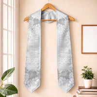 Samoa Lotu Tamaiti Graduation Stole White Sunday Polynesian Pattern With Tropical Flowers LT05 One Size White - Polynesian Pride