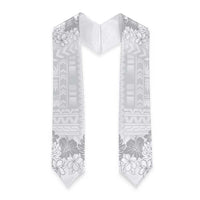 Samoa Lotu Tamaiti Graduation Stole White Sunday Polynesian Pattern With Tropical Flowers LT05 - Polynesian Pride