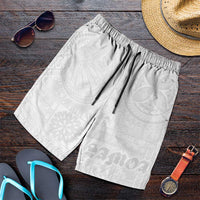 Samoa Lotu Tamaiti Shorts for Men Tribal Tatau with Siapo Pattern LT03 White - Polynesian Pride