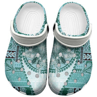 Samoa Siapo Elegant Clogs Shoes Hibiscus Teal Motifs - Polynesian Pride