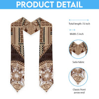 Samoa Siapo Elegant Graduation Stole Hibiscus Chocolate Brown Motifs LT05 - Polynesian Pride