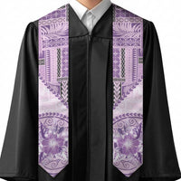 Samoa Siapo Elegant Graduation Stole Hibiscus Violet Motifs LT05 - Polynesian Pride