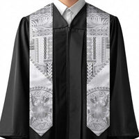 Samoa Siapo Elegant Graduation Stole Hibiscus White Motifs LT05 - Polynesian Pride