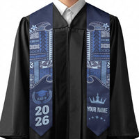 Samoa Siapo Mamanu Custom Graduation Stole Blue Waves Motifs LT7 - Polynesian Pride