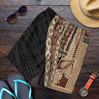 Samoa Siapo Motif Half Style Shorts for Men Brown Version LT03 Brown - Polynesian Pride