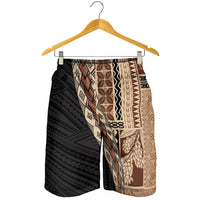 Samoa Siapo Motif Half Style Shorts for Men Brown Version LT03 - Polynesian Pride