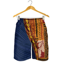 Samoa Siapo Motif Half Style Shorts for Men Colorful Version LT03 - Polynesian Pride