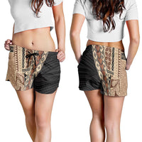 Samoa Siapo Motif Half Style Shorts for Women Brown Version LT03 - Polynesian Pride