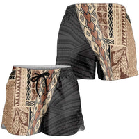 Samoa Siapo Motif Half Style Shorts for Women Brown Version LT03 - Polynesian Pride