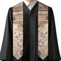Samoa Siapo Pattern With Beige Hibiscus Graduation Stole LT05 - Polynesian Pride