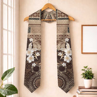 Samoa Siapo Pattern With Brown Hibiscus Graduation Stole LT05 One Size Brown - Polynesian Pride