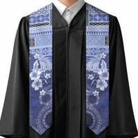 Samoa Siapo Pattern With Navy Hibiscus Graduation Stole LT05 - Polynesian Pride