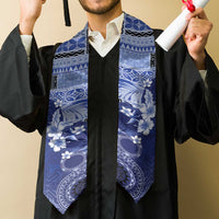 Samoa Siapo Pattern With Navy Hibiscus Graduation Stole LT05 - Polynesian Pride