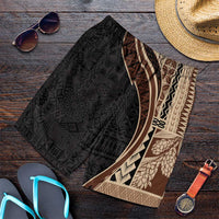 Samoa Siapo Tapa Pattern Half Style Shorts for Men Beige Color LT03 Beige - Polynesian Pride