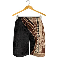 Samoa Siapo Tapa Pattern Half Style Shorts for Men Beige Color LT03 - Polynesian Pride