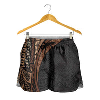 Samoa Siapo Tapa Pattern Half Style Shorts for Women Black Color LT03 - Polynesian Pride