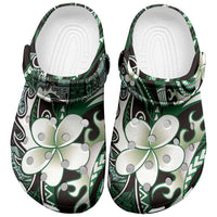 Samoa Siapo Tribal Pattern Clogs Shoes Forest Green Polynesian Plumeria Tapa Motif LT9 Green - Polynesian Pride