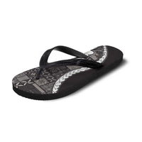 Samoa Siapo Tribal Pattern Flip Flops Black Polynesian Plumeria Tapa Motif LT9 - Polynesian Pride