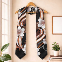 Samoa Siapo Tribal Pattern Graduation Stole Brown Polynesian Plumeria Tapa Motif LT9 One Size Brown - Polynesian Pride