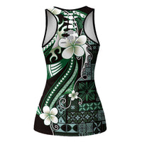 Samoa Siapo Tribal Pattern Hollow Tank Top Forest Green Polynesian Plumeria Tapa Motif LT9 - Polynesian Pride