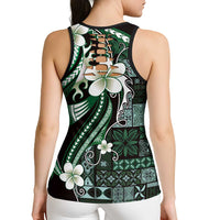 Samoa Siapo Tribal Pattern Hollow Tank Top Forest Green Polynesian Plumeria Tapa Motif LT9 - Polynesian Pride