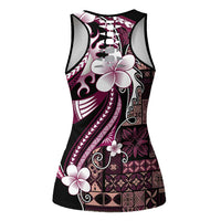Samoa Siapo Tribal Pattern Hollow Tank Top Violet Polynesian Plumeria Tapa Motif LT9 - Polynesian Pride