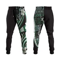 Samoa Siapo Tribal Pattern Jogger Pants Forest Green Polynesian Plumeria Tapa Motif LT9 Green - Polynesian Pride