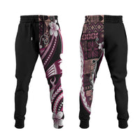 Samoa Siapo Tribal Pattern Jogger Pants Violet Polynesian Plumeria Tapa Motif LT9 Violet - Polynesian Pride
