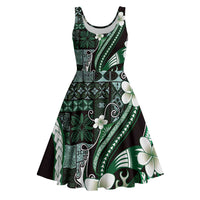 Samoa Siapo Tribal Pattern Midi Dress Forest Green Polynesian Plumeria Tapa Motif LT9 Green - Polynesian Pride