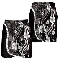 Samoa Siapo Tribal Pattern Shorts for Men Black Polynesian Plumeria Tapa Motif LT9 - Polynesian Pride