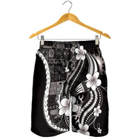 Samoa Siapo Tribal Pattern Shorts for Men Black Polynesian Plumeria Tapa Motif LT9 - Polynesian Pride