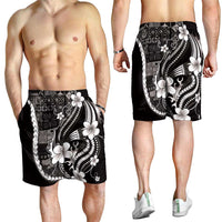 Samoa Siapo Tribal Pattern Shorts for Men Black Polynesian Plumeria Tapa Motif LT9 - Polynesian Pride