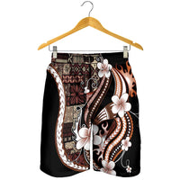 Samoa Siapo Tribal Pattern Shorts for Men Brown Polynesian Plumeria Tapa Motif LT9 - Polynesian Pride