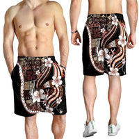 Samoa Siapo Tribal Pattern Shorts for Men Brown Polynesian Plumeria Tapa Motif LT9 - Polynesian Pride