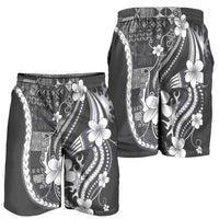 Samoa Siapo Tribal Pattern Shorts for Men Light Gray Polynesian Plumeria Tapa Motif LT9 - Polynesian Pride