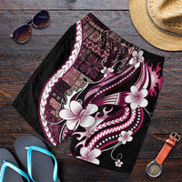 Samoa Siapo Tribal Pattern Shorts for Men Violet Polynesian Plumeria Tapa Motif LT9 Violet - Polynesian Pride