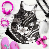 Samoa Siapo Tribal Pattern Women Racerback Tank Black Polynesian Plumeria Tapa Motif LT9 Black - Polynesian Pride