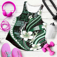 Samoa Siapo Tribal Pattern Women Racerback Tank Forest Green Polynesian Plumeria Tapa Motif LT9 Green - Polynesian Pride