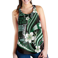 Samoa Siapo Tribal Pattern Women Racerback Tank Forest Green Polynesian Plumeria Tapa Motif LT9 - Polynesian Pride