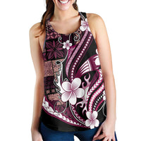 Samoa Siapo Tribal Pattern Women Racerback Tank Violet Polynesian Plumeria Tapa Motif LT9 - Polynesian Pride