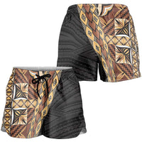 Samoan Siapo Shorts for Women Tatau Pattern Half Style Retro Mode LT03 - Polynesian Pride
