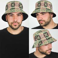 Seamless Pattern Maile and Pikake Lei Bucket Hat Squares Maile Leaf - Polynesian Pride