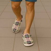 Seamless Pattern Pikake Lei Clogs Shoes Floral Squares Pikake - Polynesian Pride