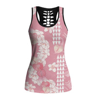 Soft Pink Hawaii Anthurium Plumeria Lei Hollow Tank Top LT9 Female Pink - Polynesian Pride