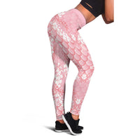 Soft Pink Mermaid Puakenikeni Maile Lei Leggings LT01 - Polynesian Pride