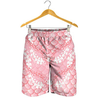 Soft Pink Mermaid Puakenikeni Maile Lei Shorts for Men LT01 - Polynesian Pride